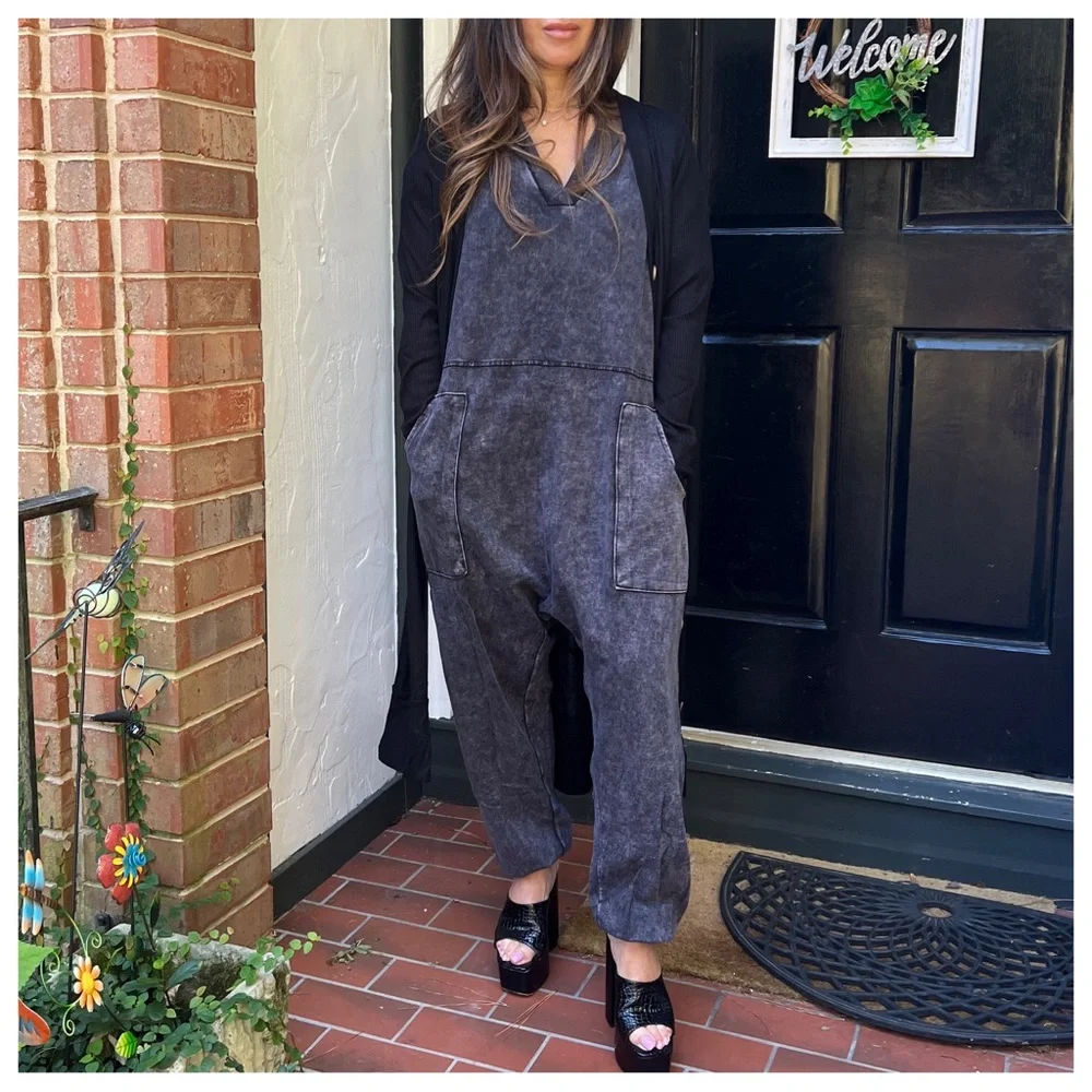 Favorite Mineral Wash Loose Fit Harem Jumpsuit - Picture 7 of 7